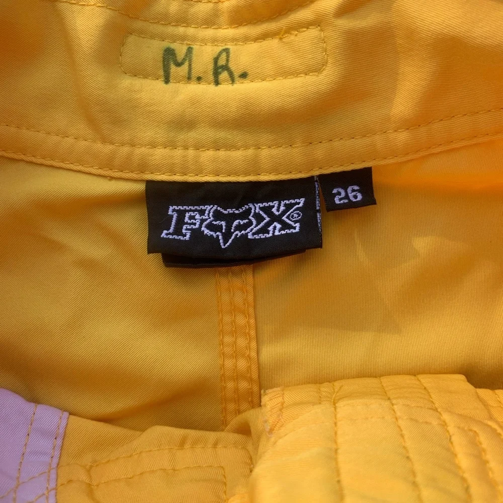 FOX VINTAGE Bright Yellow Red & Black Swim Trunks - Size 26 - Picture 6 of 7